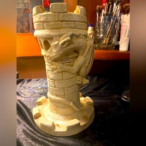 Stone dragon tower candle holder